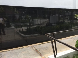 flat black granite memorial wall